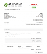 Invoice from A2 Hosting for $240