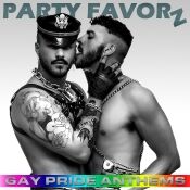 Two leather men covered in tatoos embracing while one licks the other's face for the cover art of Gay Pride Anthems