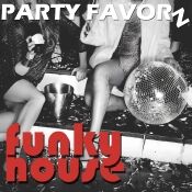 Two ladies dressed for a celebration sitting on stairs next to a disco ball sipping champagne for the coverart of Funky House series.
