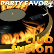 Turntable with vinyl record on fire for the cover art of Club Fusion